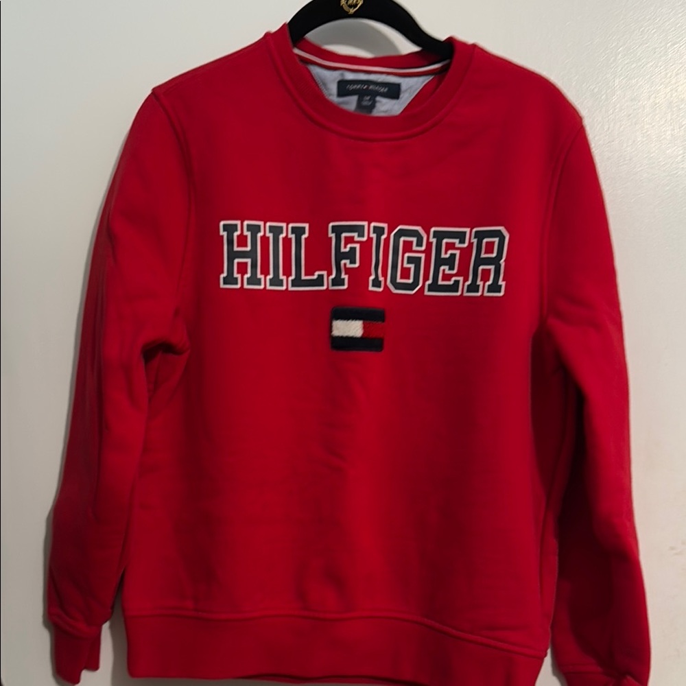 Tommy Hilfiger Red Crewneck Sweatshirt with Logo